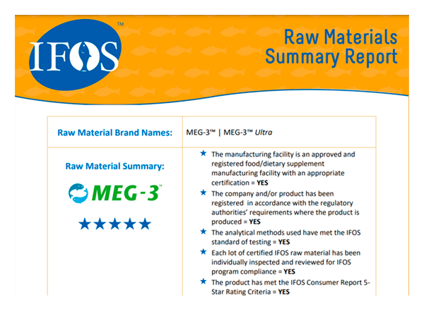 Raw material summary report