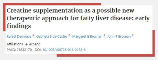 creatine supplementation as a possible new therapeutic approach for fatty liver disease