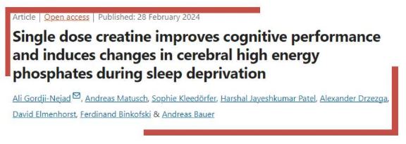 single dose creatine improves cognitive performance and induce changes in cerebral high energy phosphates during sleep deprivation